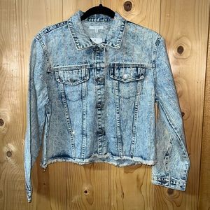Denim Jean Jacket Crop Distressed Rhinestone Sparkle Crystal Cowgirl Western